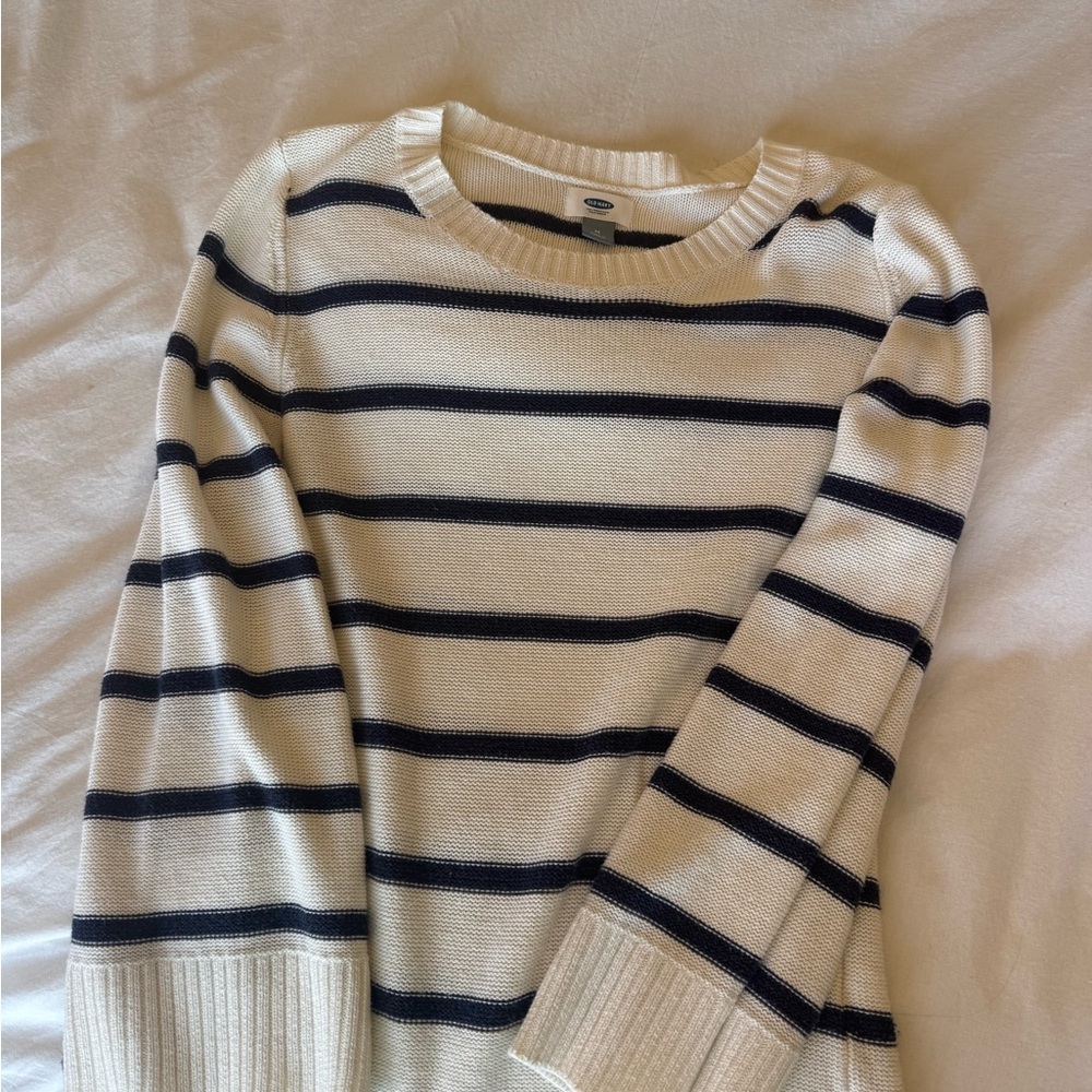 Old Navy Cream and Black Striped Sweater
